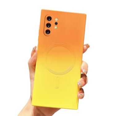 Imagem de CIOMIO Capa magnética para Samsung Galaxy Note 10 Plus, compatível com MagSafe, capa de silicone gradiente à prova de choque para lente de câmera para Galaxy Note 10 Plus de 6,8 polegadas (laranja