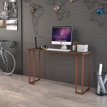 Imagem de D+MOB Mesa De Estudo 120cm Estilo Industrial Com Pés De Ferro Cobre Cor: Imbuia