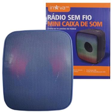 Imagem de Caixa de Som Bluetooth LED Amplificador Sem Fio 10W RMS USB SD AUX Rádio FM Portátil Potente - Inova KV-9895 (Azul)