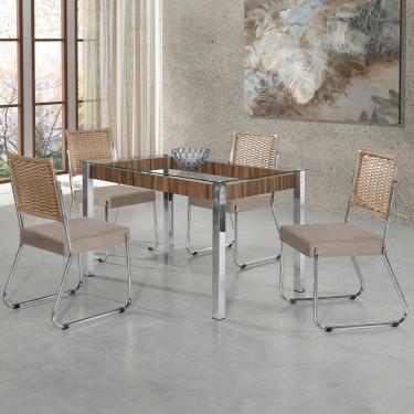 Imagem de Mesa de Jantar Aço Nobre Cláudia com Tampo Kanon e 4 Cadeiras 