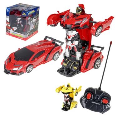 Imagem de Carrinho Controle Remoto Vira Robo Carro Transformers (Vermelho)