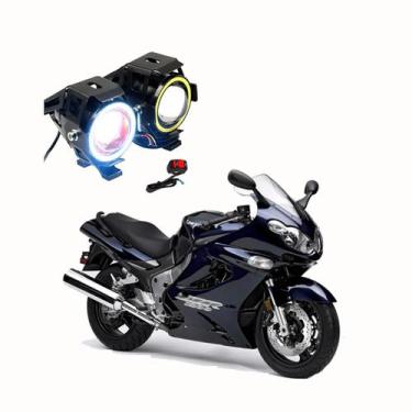 Imagem de Par Farol de Milha Angel Eye U7 para Moto Kawasaki ZX 1200  2004 2005 