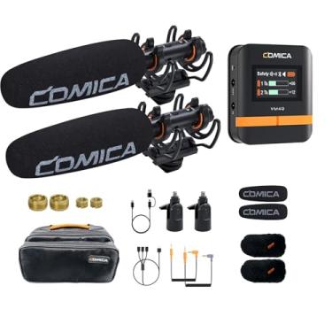 Imagem de Microfone Shotgun Combo Comica VM40, Microfone sem fio supercardióide de canal duplo para câmera, smartphone e PC