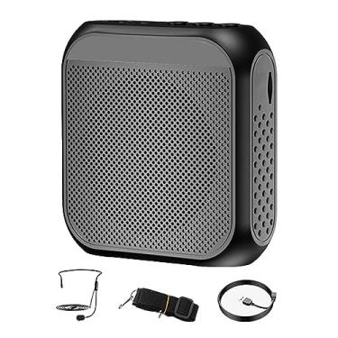 Imagem de AsrMyjcx Mini Amplificador de Voz Salão Alto-falante Megafone Recarregável Mini Alto-falante Amplificador de Voz Pessoal para Treinamento de Jogos Cantando Pro, PRETO