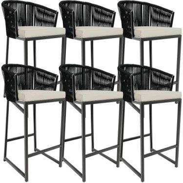 Imagem de Kit 06 Banqueta Para Área Gourmet Cozinha Varanda Corda Náutica Sunset