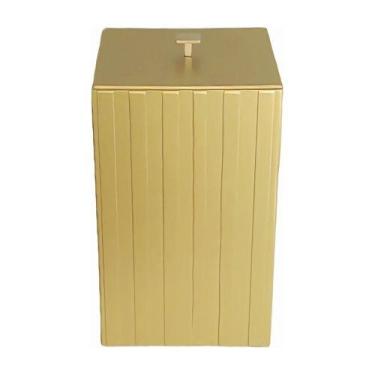 Imagem de Lixeira Lavabo Dourada Para Banheiro Ripada  5 Lt - Adéqua, Dourado
