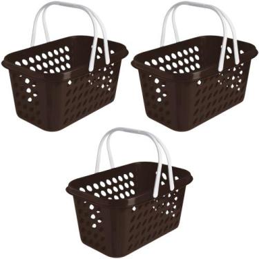 Imagem de Kit 3 Cesta Cestinha Plástica Supermercado Compras 3L c/ Alça Resisten