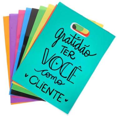 Imagem de Kit 100 Sacolas Plástica Personalizada Gratidão Boca Palhaço 30x40 - O