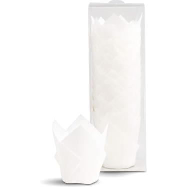 Imagem de Forros de cupcake tulipa 100 peças de formas de cozimento (branco)