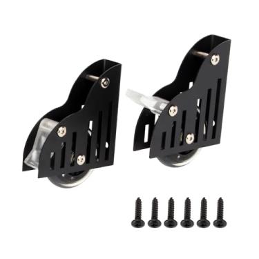 Imagem de Kcgani 2 peças de rolo de piso de escada deslizante resistente para biblioteca com freio, rodas de rolo de piso móveis, conjunto de acessórios de rolo de escada, ferragens de móveis para biblioteca,