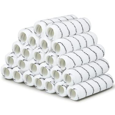 Imagem de 24 peças de capas de rolo de tinta de 23 cm, capa de pincel de tinta listrada preta, cochilo de 1/5.1 cm, diâmetro interno de 3,8 cm, suprimentos de pintura de casa para cochilos de casa, kit de rolo