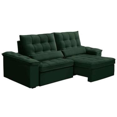 Imagem de Sofá 4 Lugares Retrátil e Reclinável Firenze Veludo Verde - Ferguile