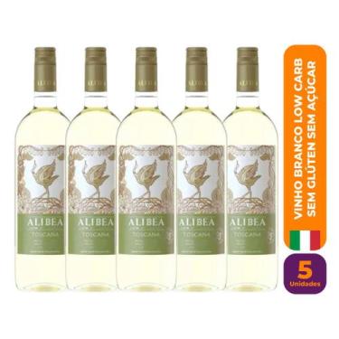 Imagem de Kit c/ 5 Vinho Branco Vegano Toscana Low Carb Sem Açúcar Sem Glúten 75