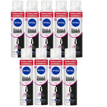 Imagem de Kit Desodorante Aerosol Nívea Black & White Feminino 200ml - 9 unidade