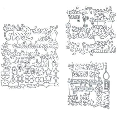 Imagem de Accfore 15 peças de corte de palavras para fazer cartões, matrizes de corte de metal, parabéns, bênçãos, palavras para álbum de fotos faça você mesmo, álbum de fotos, cartão de bênção de aniversário