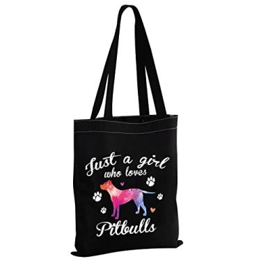 Imagem de MBMSO Presentes Pitbull para amantes de Pitbull Just a Girl Who Loves Pitbulls Sacola Tote Bag Dog Lover Owner Gifts Shoulder Shopping Bag, Girl Pitbull Tb-preto-02, One Size, Bolsa Mama You Got This