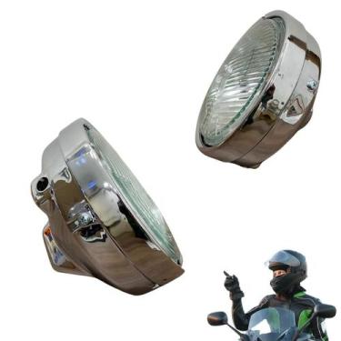 Imagem de Farol Moto Completo Compativel CB500 Aro Cromado Resistente  Eficiente