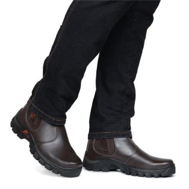 Imagem de Coturno Bota Cano Alto Masculino Dia a Dia Trilha Sola Tratorado Café 