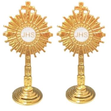 Imagem de Kit 2 Mini Ostensorio Santissimo Eucaristia JHS M2 - Pra vc
