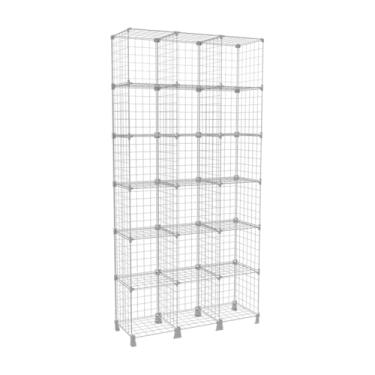 Imagem de Estante Aramada com Nichos 40x40cm para Livros Roupas Estoque Loja Confecção Prateleira de Aço Multiuso (Branco, 18 Nichos (245x120x40cm))