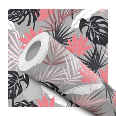 Imagem de Papel De Parede Auto Adesivo Linho Rosa Elegante Moderno Quarto Sala  