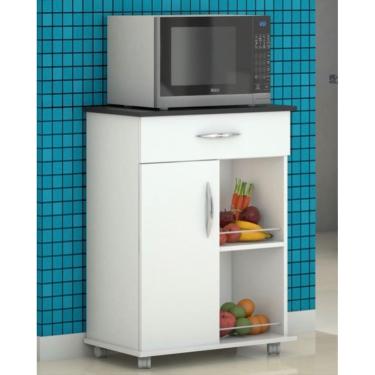 Imagem de Fruteira Armário 1 Porta 1 Gaveta Cozinha Balcão C/ Rodinha Preto