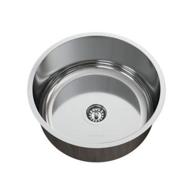 Imagem de Cuba para Pia de Cozinha em Aço Inox Redonda 37x37x17cm Alto Brilho co