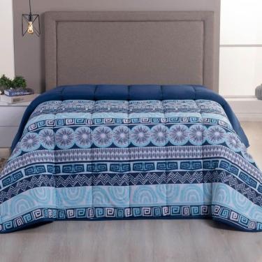 Imagem de Edredom King Luar Super Macio Malha 100% Algodão Dupla Face 01 Peça - Azul Marinho