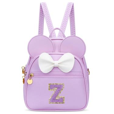 Imagem de Mini mochila KKXIU Girls Initial Bowknot de couro sintético roxa