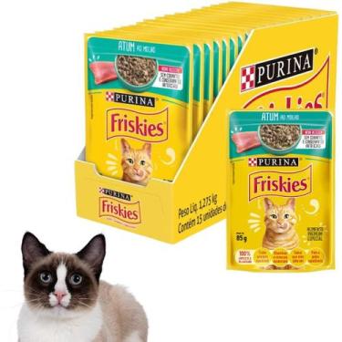 Imagem de Combo Ração Úmida Caixa Com15 Unidade Friskies Sache 85g Para Gatos Ad
