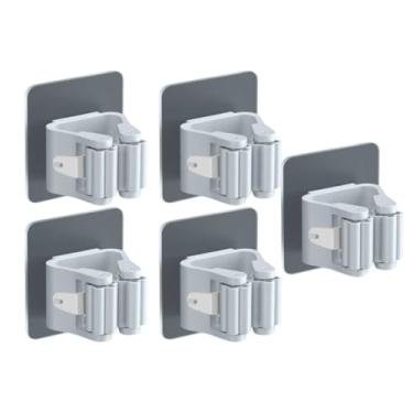 Imagem de Kit 5 Suportes Adesivo Organizador Vassouras Rodos Suportes Organizadores Sem Furar Parede(2PÇ)