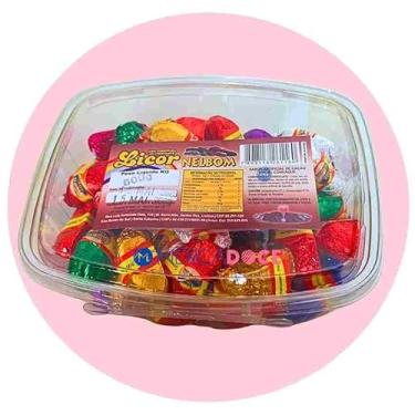 Imagem de Bombom Licor Nelbom, 600g, Chocolate ao Leite Recheado com Sabores de Rum e Conhaque, em Pote