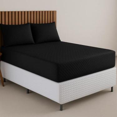 Imagem de Capa Protetora para Colchão Queen Impermeável Antialérgica Ultrassônica com Elástico – Silenciosa e Lavável (Preto)