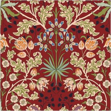 Imagem de Blooming Wall DPYD21-B William Morris Tulipas Harebells Folha texturizada Papel de parede autoadesivo pré-colado