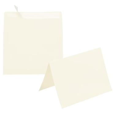 Imagem de PATIKIL Pacote com 20 envelopes bege 12 x 17 cm com cartões, envelopes autoselados A7 com cartolina dobrada para cartões comemorativos de casamento, convites de aniversário, carta postal