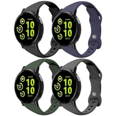 Imagem de EverAct Pulseiras de relógio finas de silicone compatíveis com Garmin Vivoactive 6/5/3/3 Music, pulseira esportiva fina e estreita de 20 mm para Venu Sq 2/Forerunner 55/165/645/245 feminino e
