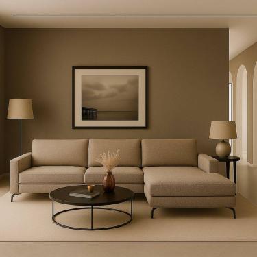 Imagem de Sofá 3 Lugares com Chaise Direito Loft Cinza / Marrom