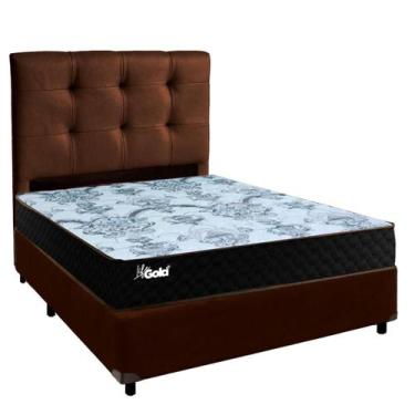 Imagem de Conjunto Cama Box Marrom Casal + Colchão Molas Ensacadas Life Gold Par