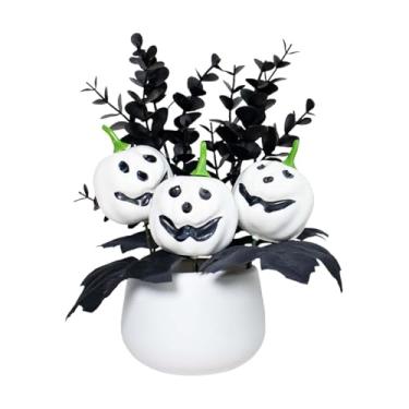 Imagem de Sclmgo Centro de Mesa de Abóbora para Halloween, Planta Artificial Decorativa para Uso Interno, Branco, Tamanho real