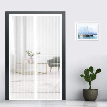 Imagem de Porta De Tela Magnética, Porta De Tela De Inseto De Mosca Magnética, Gaze De Rede Fina Mantém Os Mosquitos Insetos Fora, Fácil De Instalar Sem Perfuração, Adequado Para Todas As Portas