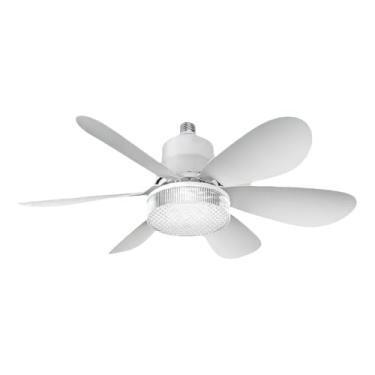 Imagem de Ventilador de Teto LED 60W Lâmpada E27 Com Controle Remoto Bivolt Luminária Economica de Energia 6 lâminas 110V-220V(Branco Cristal(110V-220V))