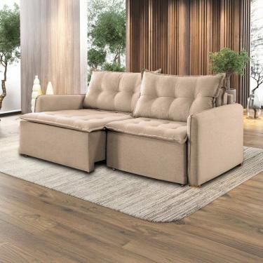 Imagem de Sofá Cama Retrátil e Reclinável 220cm Linho Flórida Marrom