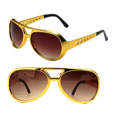 Imagem de hhdatc Óculos de sol Gold Funny Disco Anos 50, 60, 70, Rockstar, Óculos de sol retrô de celebridade para acessórios de festa de Halloween