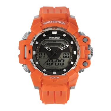 Imagem de Relógio MORMAII masculino anadigi laranja preto MO1168A/8L