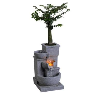 Imagem de Fonte de relaxamento com cascata de mesa com cascata fluida, decoração de mesa para decoração de fontes de mesa de casa e escritório