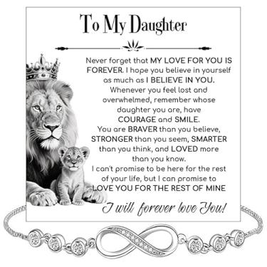 Imagem de SUTERY Colar To My Daughter da Mom and Dad, pingente de zircônia cúbica com cartão de mensagem e caixa de presente, joia de presente para aniversário de filha, formatura, Natal dos pais, Infilnity
