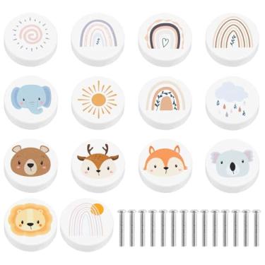 Imagem de kaimenhong 14 maçanetas de armário de madeira, puxadores decorativos de cômoda com parafusos, puxador redondo para móveis, puxadores de gaveta de berçário para decoração, puxadores de cômoda de