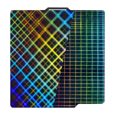 Imagem de IdeaFormer-3D Smooth Rainbow Mesh+Plaid PES Sheet para Bambu Lab X1/X1C/X1E/P1P/P1S/A1, placa de construção PES flexível para plataforma de impressora 3D Bambu Labs 257x257 mm