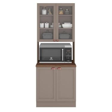 Imagem de Paneleiro Duplo Cristaleira Unna 4 Portas E 1 Forno Gris - Poliman Móveis Gris