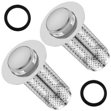 Imagem de Filtro de ralo de piso de aço inoxidável pop up filtro de ralo de pia com apanhador de cabelo removível para banheiro universal dos EUA para lavatório, plugue de ralo de pia com filtro antientupimento
